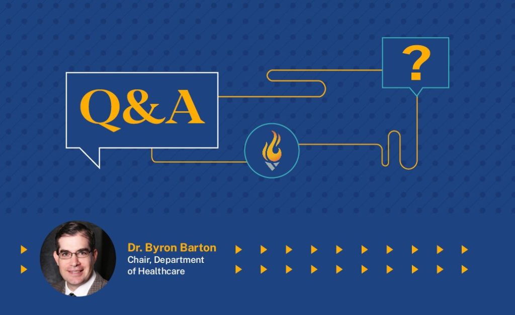 Q&A session graphic with Dr. Byron Barton, Chair of Healthcare Department at ACE.