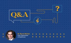 Q&A session graphic with Dr. Byron Barton, Chair of Healthcare Department at ACE.