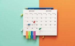 Calendar on colorful background