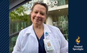 ACE alumni Mary Misiunas in a white coat