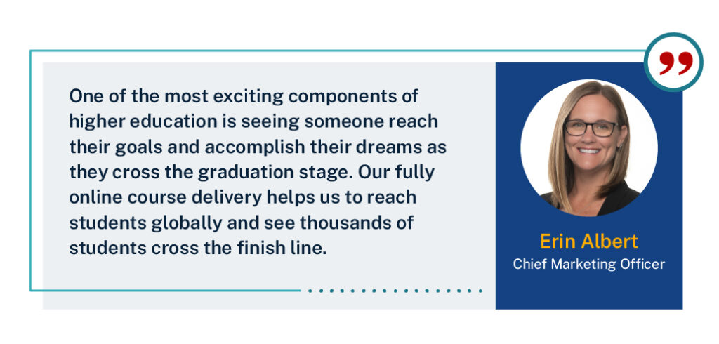 “One of the most exciting components of higher education is seeing someone reach their goals and accomplish their dreams as they cross the graduation stage,” ACE Chief Marketing Officer Erin Albert said. “Our fully online course delivery helps us to reach students globally and see thousands of students cross the finish line.”